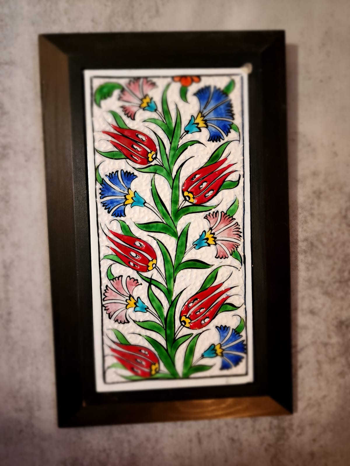 Ceramic hand painted wall art- Turkish Tulip design