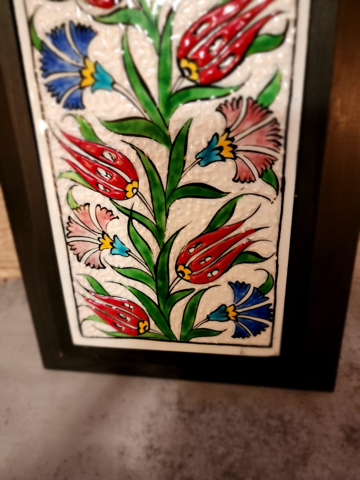 Ceramic hand painted wall art- Turkish Tulip design