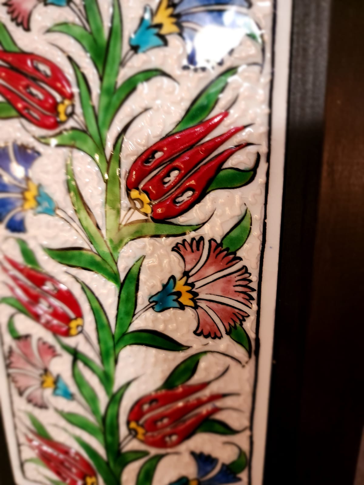 Ceramic hand painted wall art- Turkish Tulip design