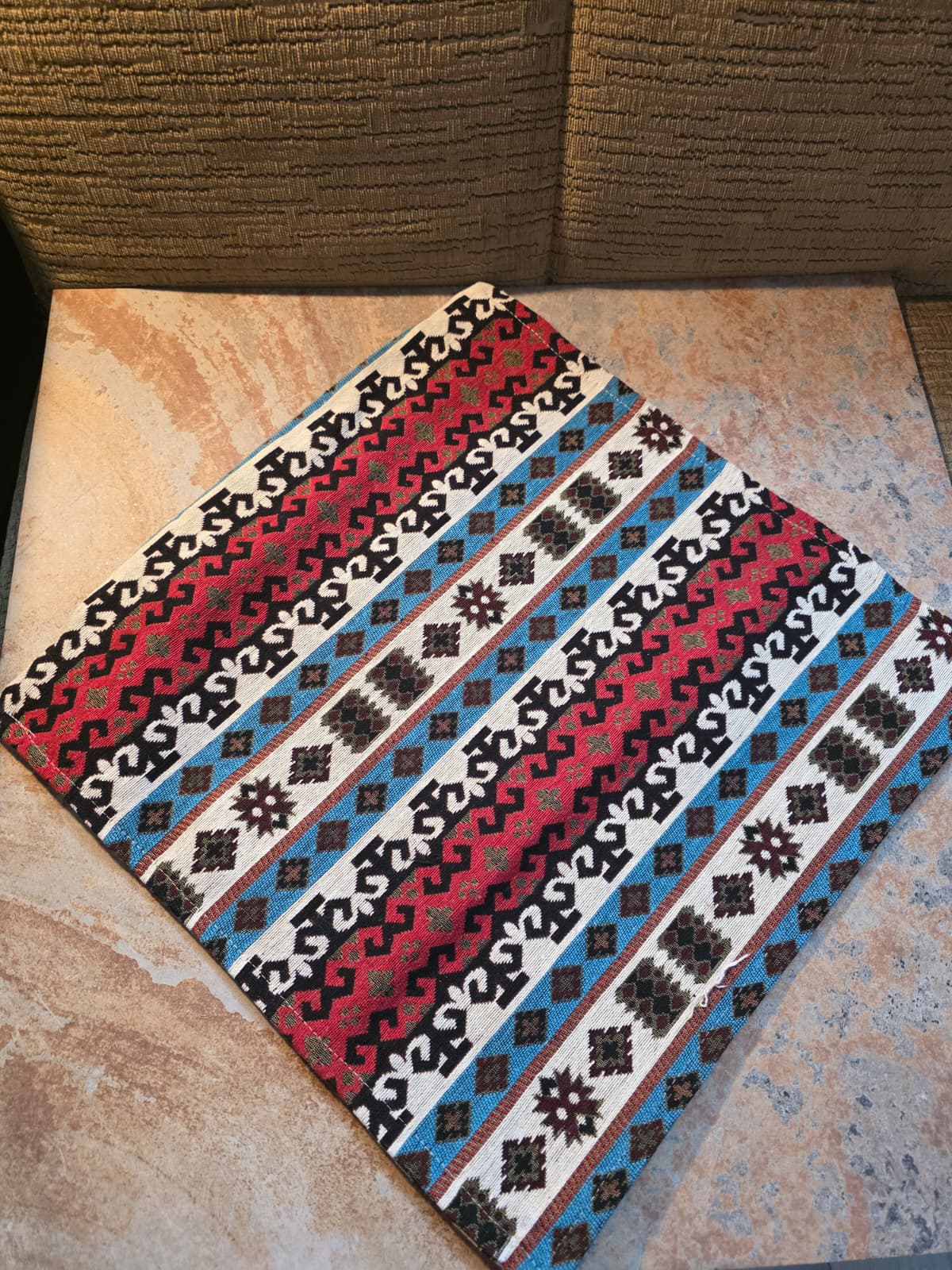 Vintage  Kilim Pillow Cover, Bohemian Oriental Design, Chenille Satin Cotton Fabric,  Geometric Bohemian Kilim Pillow, Boho Lumbar Great Gift