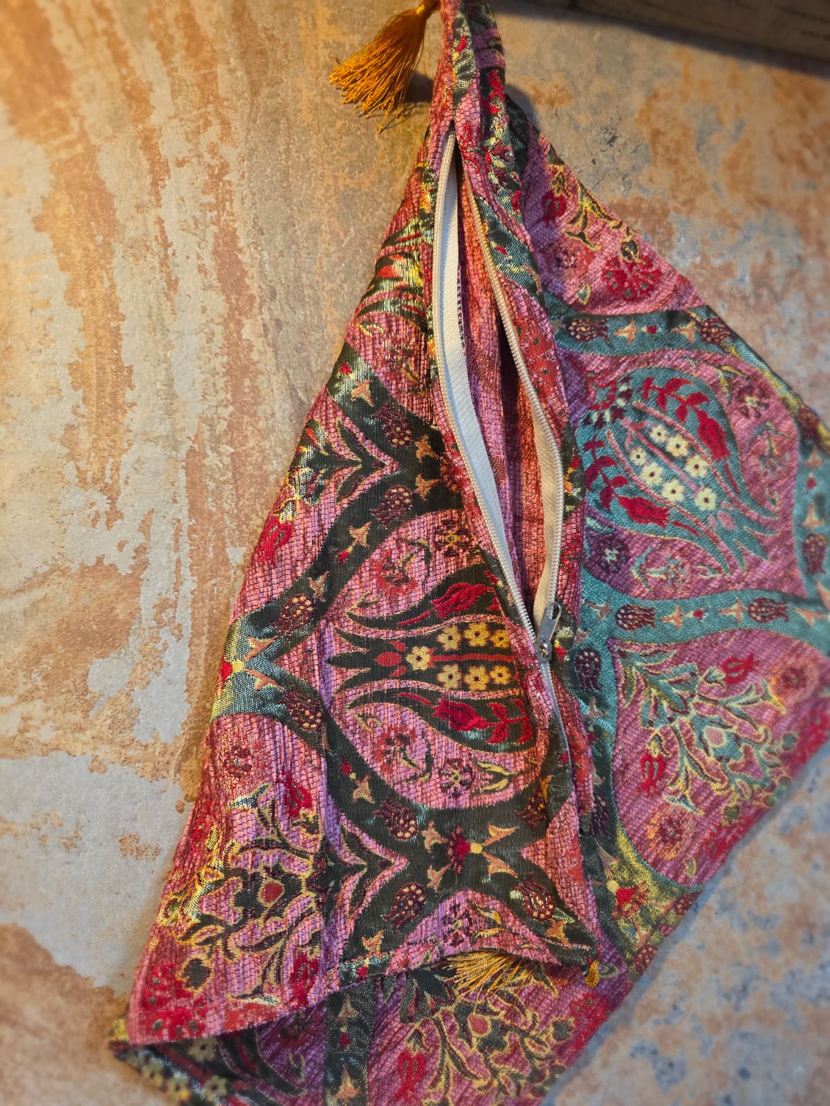 Vintage  Kilim Pillow Cover, Bohemian Oriental Design, Chenille Satin Cotton Fabric,  Geometric Bohemian Kilim Pillow, Boho Lumbar Great Gift