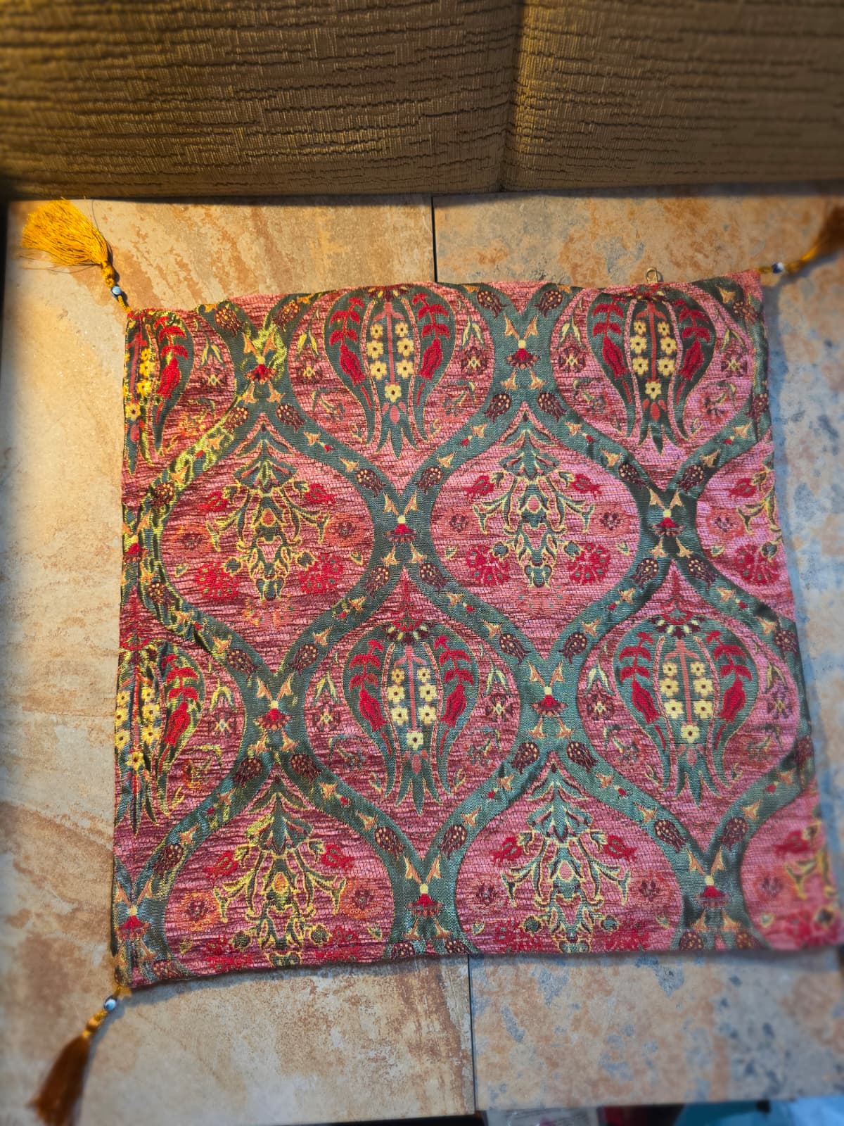 Vintage  Kilim Pillow Cover, Bohemian Oriental Design, Chenille Satin Cotton Fabric,  Geometric Bohemian Kilim Pillow, Boho Lumbar Great Gift