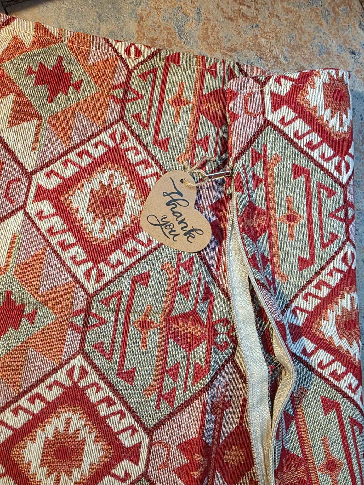 Vintage  Kilim Pillow Cover, Bohemian Oriental Design, Chenille Satin Cotton Fabric,  Geometric Bohemian Kilim Pillow, Boho Lumbar Great Gift