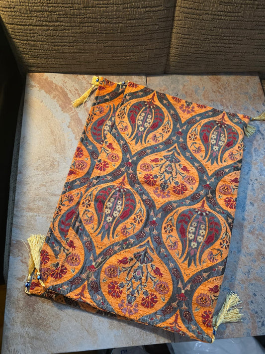 Rectangle Vintage Turkish Kilim Pillow Cover, Bohemian Oriental Design, Chenille Satin Cotton Fabric,  Geometric Bohemian Kilim Pillow, Boho Lumbar Great Gift