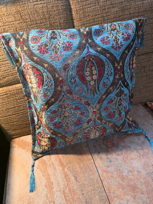 Vintage  Kilim Pillow Cover, Bohemian Oriental Design, Chenille Satin Cotton Fabric,  Geometric Bohemian Kilim Pillow, Boho Lumbar Great Gift
