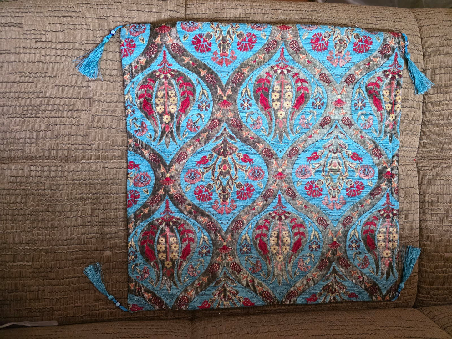 Vintage  Kilim Pillow Cover, Bohemian Oriental Design, Chenille Satin Cotton Fabric,  Geometric Bohemian Kilim Pillow, Boho Lumbar Great Gift