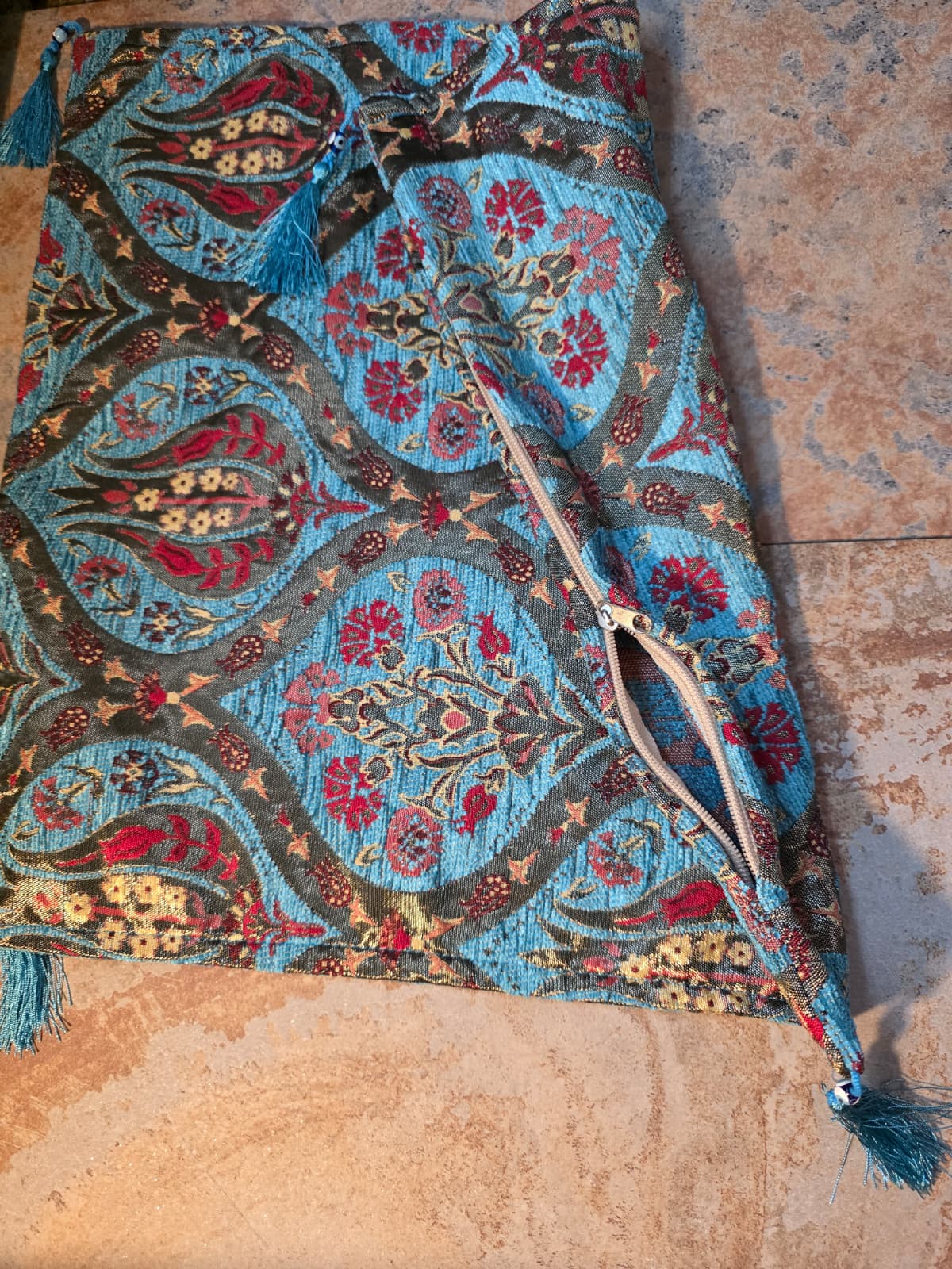 Vintage  Kilim Pillow Cover, Bohemian Oriental Design, Chenille Satin Cotton Fabric,  Geometric Bohemian Kilim Pillow, Boho Lumbar Great Gift