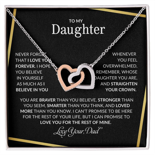 To My Daughter | Never Forget That I Love You - Interlocking Hearts necklace